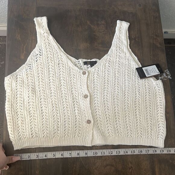 Nwt Frye BUTTON-UP POINTELLE  knitted crop TANK XL - Picture 9 of 11